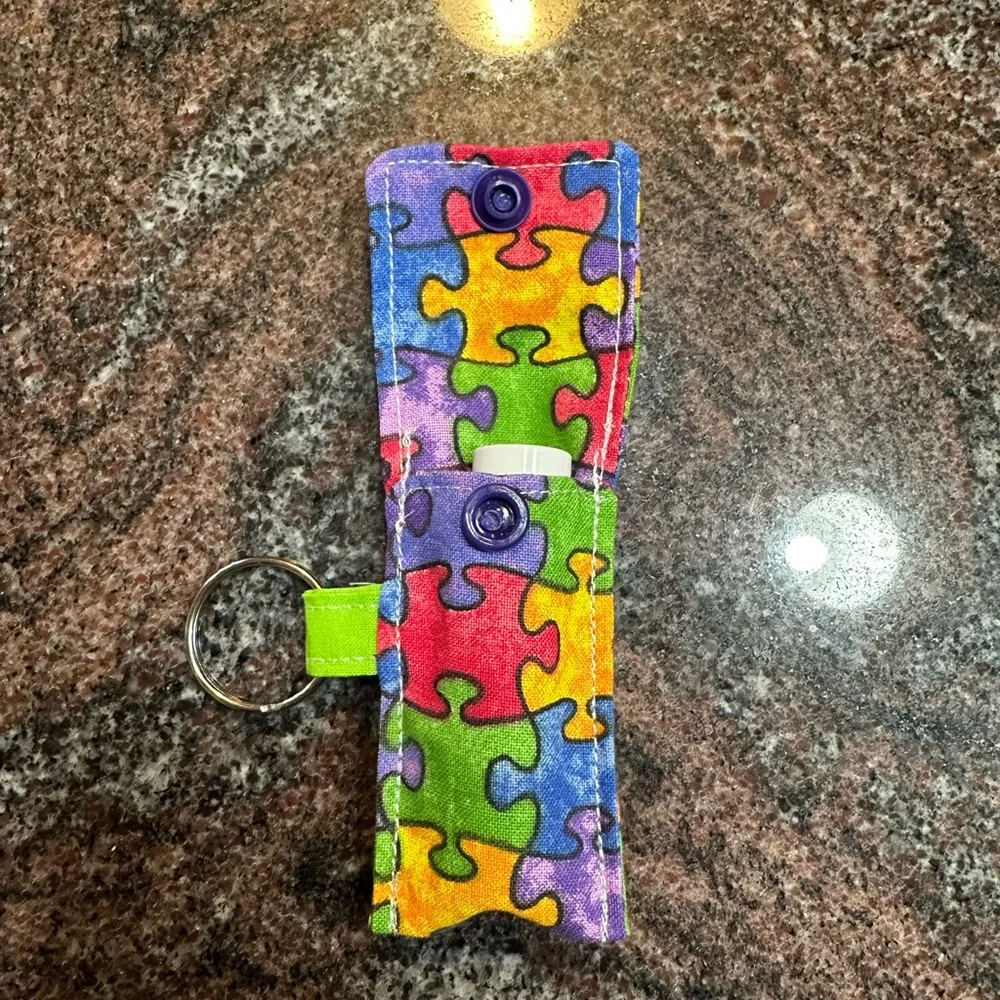Handmade lip balm holder keychain- puzzle pieces